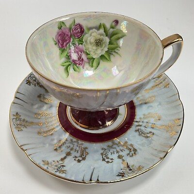 #ad English Cup Delicate Vintage Footed Royal Gold Floral Small Tea Cup And Saucer