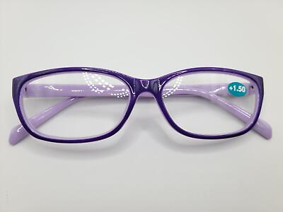 #ad Womens Oval Reading Glasses 1.50 Strength Purple Frame