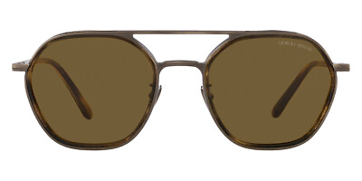 #ad Giorgio Armani AR6145 Sunglasses Brushed Gunmetal Striped Brown Dark Brown 53mm