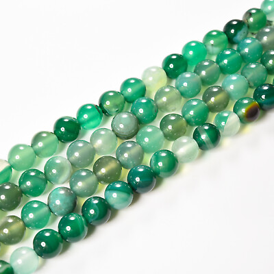 #ad 100 Strand 15quot; Wholesale Natural Green Agate Stone Round Spacer Loose Beads 8MM