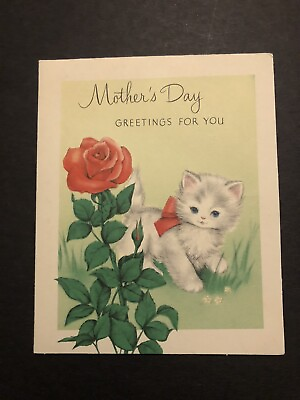 #ad Vintage Mother’s Day Greeting Card Paper Collectible Kitten Cat