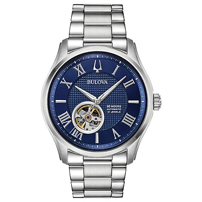 #ad Bulova Automatic Open Aperture Blue Dial Stainless Steel Men#x27;s 42mm Watch 96A218 $230.99