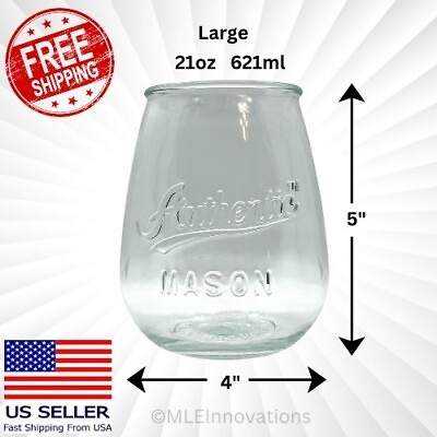 #ad ✅ 21oz Mason Jar Stemless Wine Glasses Large Glass Thick Heavy Durable Big 621ml
