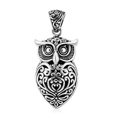 #ad BALI LEGACY Filigree Owl Pendant for Women 925 Sterling Silver Oxidized 8 g Gift