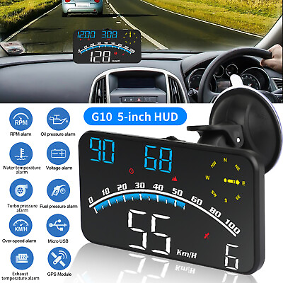 #ad Universal Digital Speedometer GPS Car HUD Head Up Display MPH Overspeed Alarm 5quot;