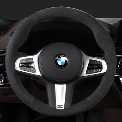#ad All Black Suede Leather Steering Wheel Hand stitch on Wrap Cover For BMW G01 G02
