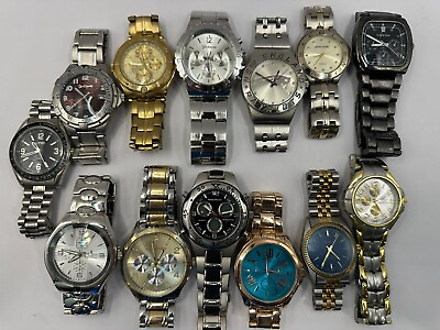 #ad Mixed Brands Mens Watches ALL METAL Lot Of 13 For Parts Or Repair I1
