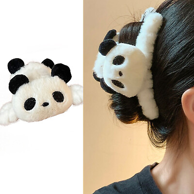 #ad Women Cartoon Hair Claws Plush Panda Hairgrip Makeup Bath Hair Accessories Decor