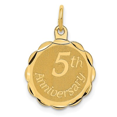 #ad Real 14kt Yellow Gold Happy 5th ANNIVERSARY Charm