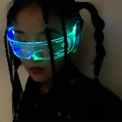 #ad Luminous LED Sunglasses Punk Goggles Cyber Future Cosplay Party Light Neon Glow#