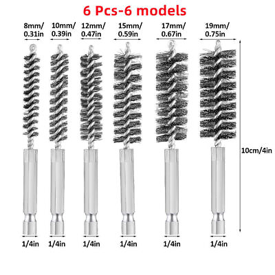 #ad 6x Stainless Steel Bore Brush Wire Brush for Power Drill Cleaning Wire Brush HOT