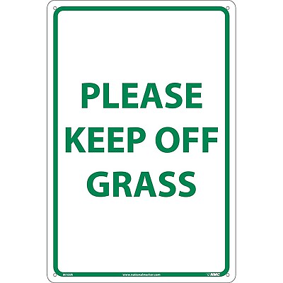 #ad National Marker Notice Signs; Please Keep Off Grass Green On White 18X12 Rigid