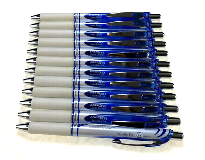 #ad Pentel EnerGel Pearl Gel Pens Blue Ink Dozen BLN77PW C 12 Units New