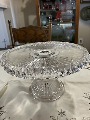#ad VNTG Clear 10” Cake Plate Pedestal Unique Edging 6” Tall Wedding Party