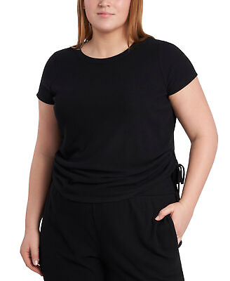 #ad 1.STATE Women#x27;s Plus Size Side Ruched T Shirt 2X Rich Black