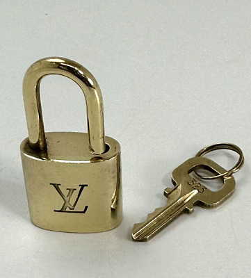 #ad LOUIS VUITTON PadLock Lock amp; Key Brass Gold Authentic Number random JP Used