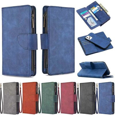 #ad Magnetic Leather Card Zipper Wallet Phone Case For Apple Phone 12 11 Pro Max XS