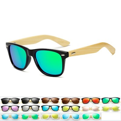 #ad 17 Color Bamboo Sunglasses Wooden Wood Men Women Retro Vintage Polarized Glasses $8.49