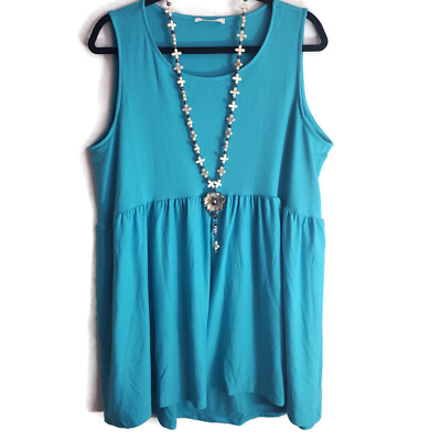 #ad Zenana Tank Womens Plus Size Sleeveless Summer Flowy Buttery Soft Jersey Blue 3X $17.99