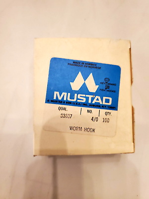 #ad Mustad 1 BOX 100 CT. #33637 4 0 Fish hooks Fishing Tackle