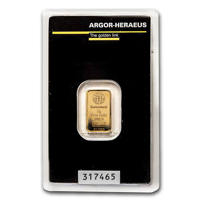 #ad 2 gram Gold Bar Argor Heraeus In Assay