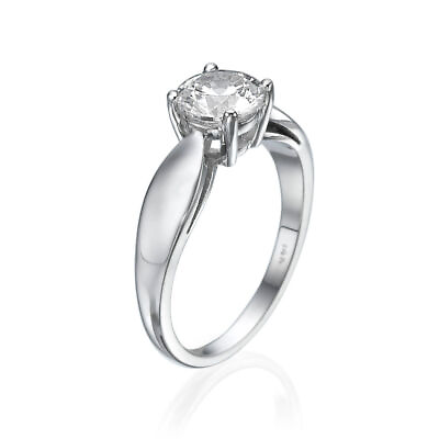#ad 1 3 Carat Classic Round Cut Diamond Engagement Ring H SI1 14K White Gold
