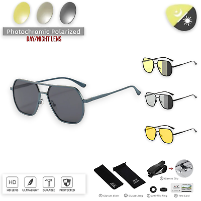 #ad Men#x27;s Aluminum Photochromic Sunglasses Polarized Anti Glare Eyewear Unisex