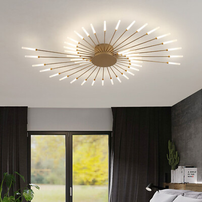 #ad Modern Sputnik Chandelier LED Flush Mount Ceiling Light Fixture Bedroom Lighting