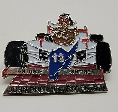 #ad Antioch Shrine John Bull Jr. Potentate 2013 Indy Car Shaped Pin Back Dayton OH