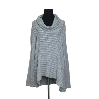 #ad Niche Nilgun Derman gray cowl neck long sleeves tunic sweater size Large $36.00