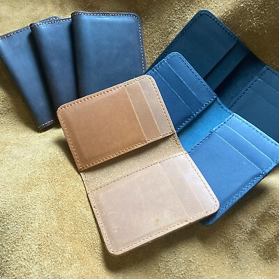 #ad Bi Fold Minimalist Leather Wallet in Classic BLACK BROWN BLUE
