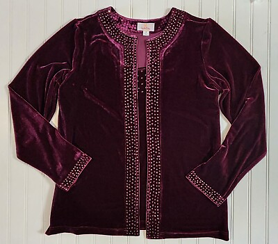 #ad Quacker Factory Plum Purple Colores Poly Velvet Layered Cami Sweater Size Medium