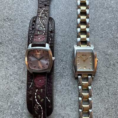 #ad Pair of Fossil And Relic Womens Watch Both Watches Run Great Bin M