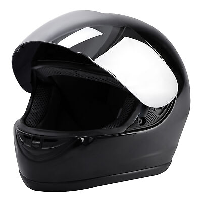 #ad Gloss Black DOT Motorcycle Street Bike Full Face Helmet Sliver Visor S M L XL