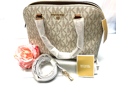 #ad Michael Kors Cindy Large Dome Satchel Shoulder Handbag Vanilla**New with Tags**