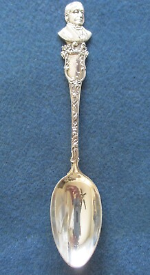 #ad Antique Souvenir Sterling Silver Spoon Lincoln Vice President Hannibal Hamlin