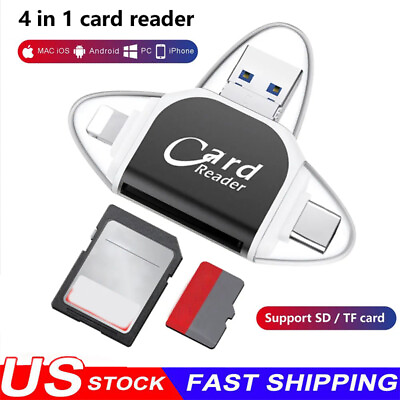 #ad New Multi Port 4 in1 Universal Card Reader Memory Card Reader Multiport Adapter $13.99