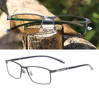 #ad Men#x27;s Full Rim Reading Glasses Photochromic Brown Single Vision Sunglass Reader
