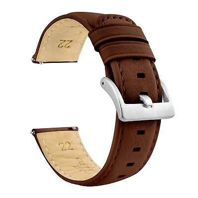 #ad Light Brown Water Resistant Leather Brown Stitching Watch Band Watch Band