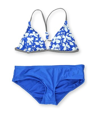 #ad Raisins Womens Santa Barbara Skinny Ruched 2 Piece Bikini Blue Medium