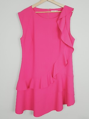 #ad COOPER ST Womens Hot Pink Sleeveless Ruffle Dress Size AU 18