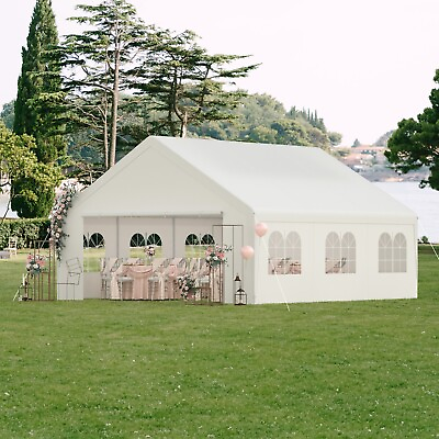 #ad 20x20FT Carport Canopy Heavy Duty Gazebo Wedding Party Tent Garage White Outdoor