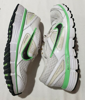 #ad Nike Dual Fusion ST Womens Sz 8 White Green Running Shoes 407847 104 No Laces