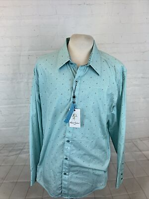 #ad TAILORED FIT NEW TAGS Robert Graham Men#x27;s Turquois Plaid Dress Shirt 3XL $198