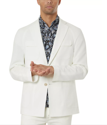 #ad Tallia Mens Slim Fit White Textured Sport Coat 42R Blazer