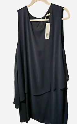 #ad Soft Surroundings Black Dress 2X Ocean Drive Tiered Airy Tank Dress