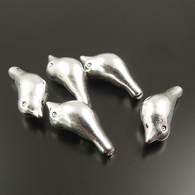 #ad 40 pcs Antiqued Silver Alloy Bird Spacer Beads DIY Bracelet Charm Hole 1.5mm