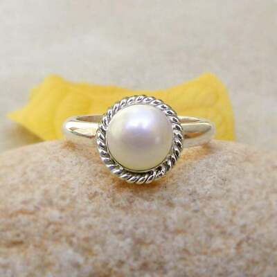 #ad Freshwater Pearl RingWedding Jewelry925 Sterling Silver RingGift For Wife