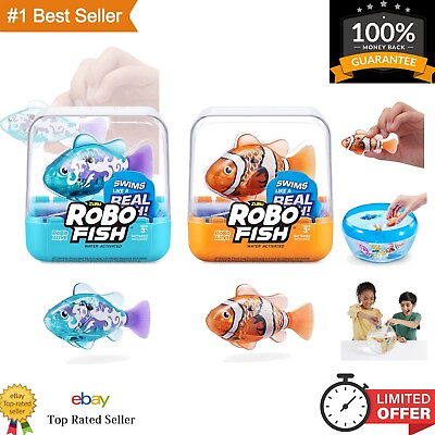#ad Robotic Swimming Fish Hyper Realistic Color Changing Water Activated 2 Pack