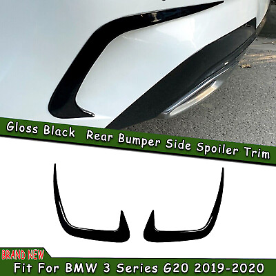 #ad Gloss Black Rear Bumper Side Spoiler Canards Trim For BMW 3 Series G20 2019 2021